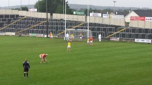 Michael Lanigan lines up a free against Abbeyleix - August 21st 2016